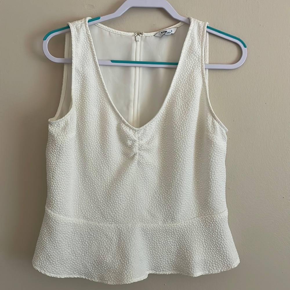 Large Express White Peplum Sleeveless Blouse